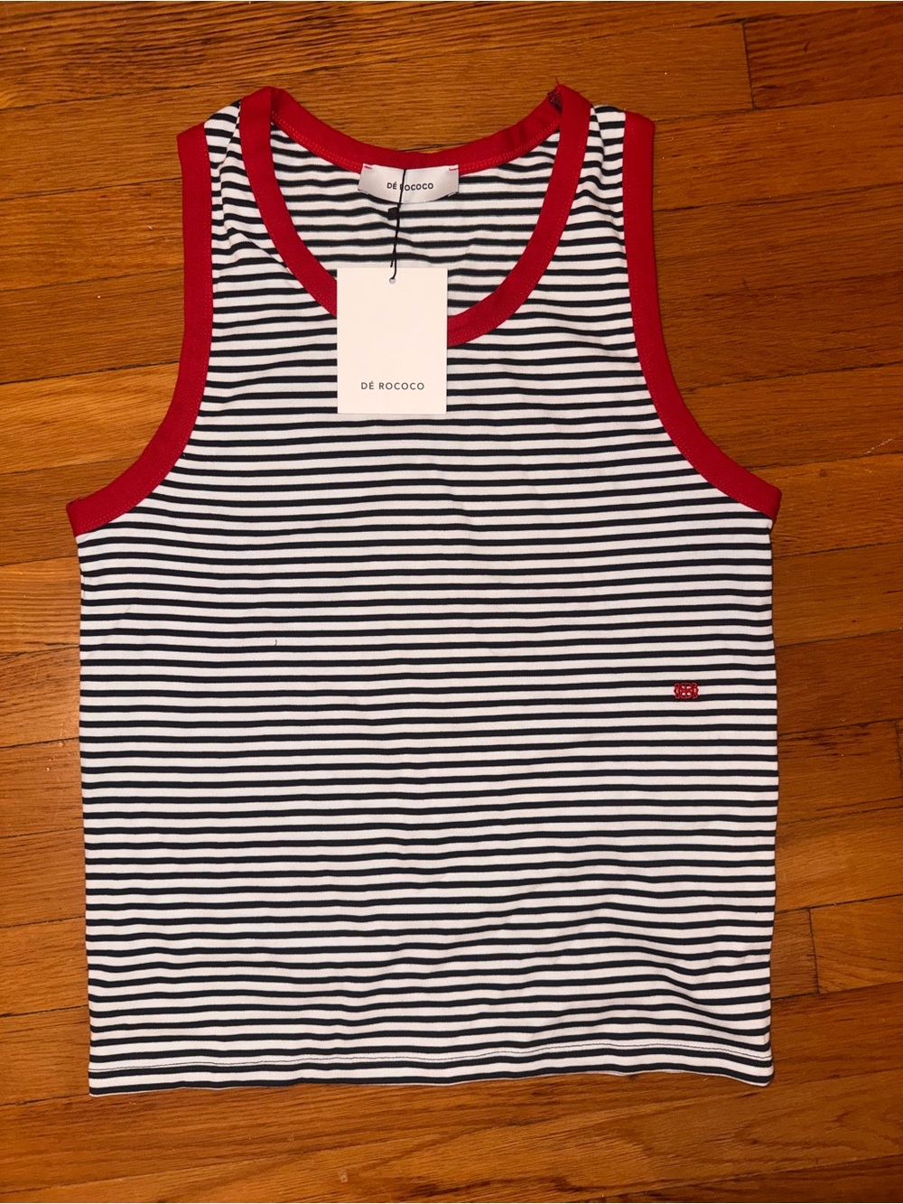Navy White Striped Cotton Tank Top